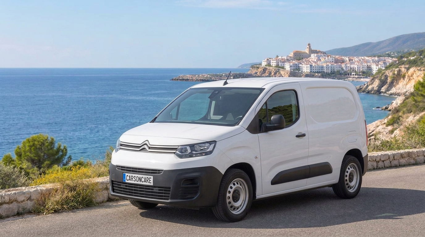 White Citroën Berlingo on a coastal road in Spain